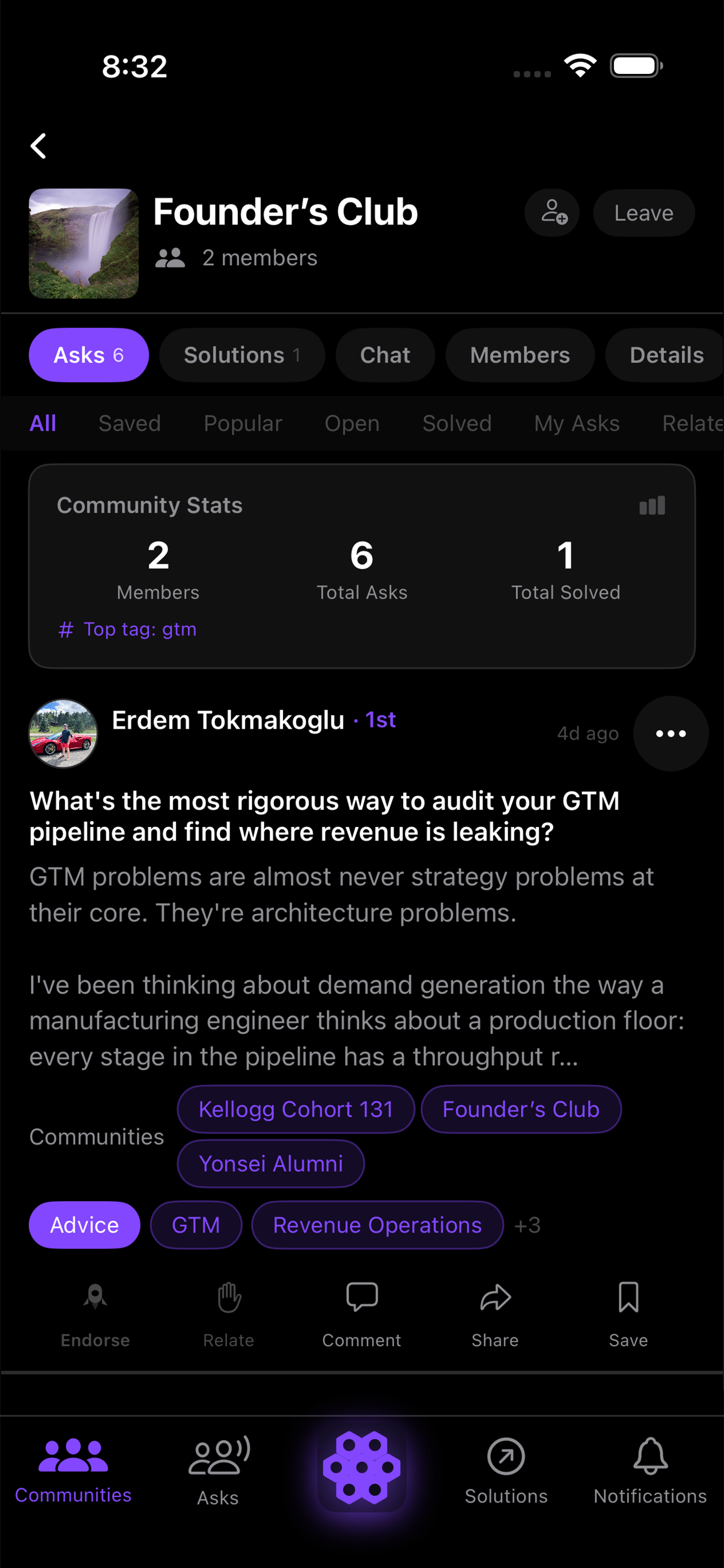 Ask detail with endorsements