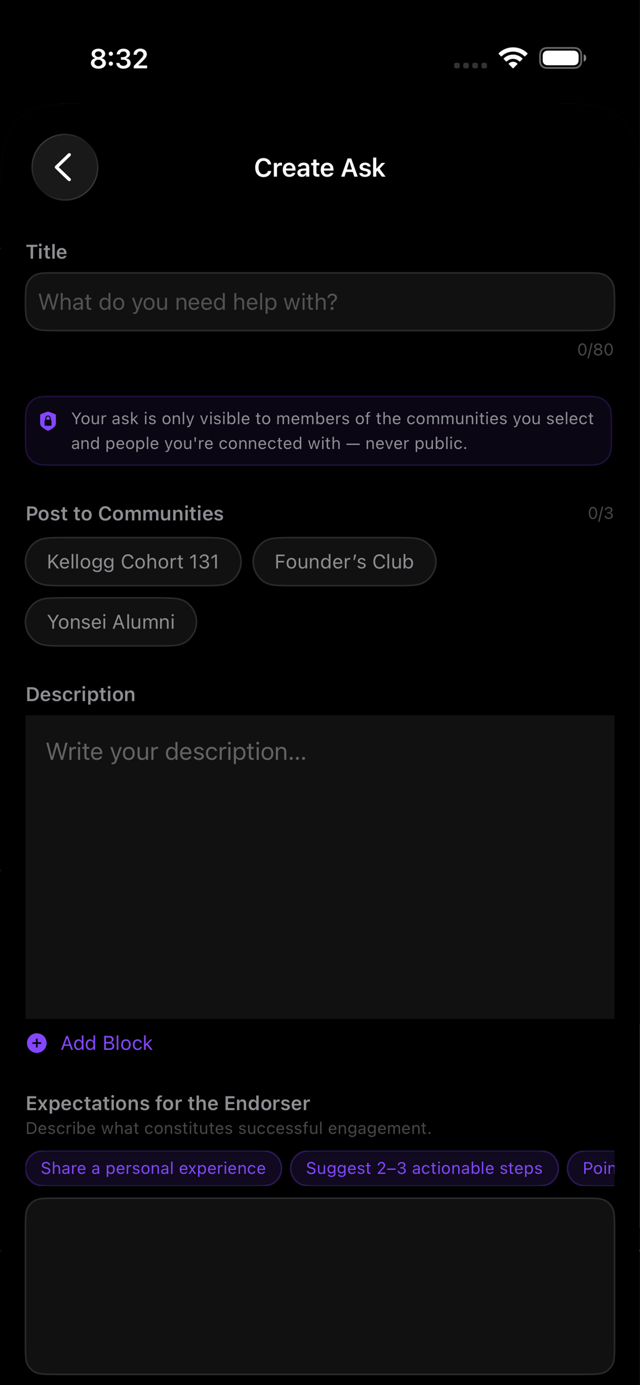 Create an ask