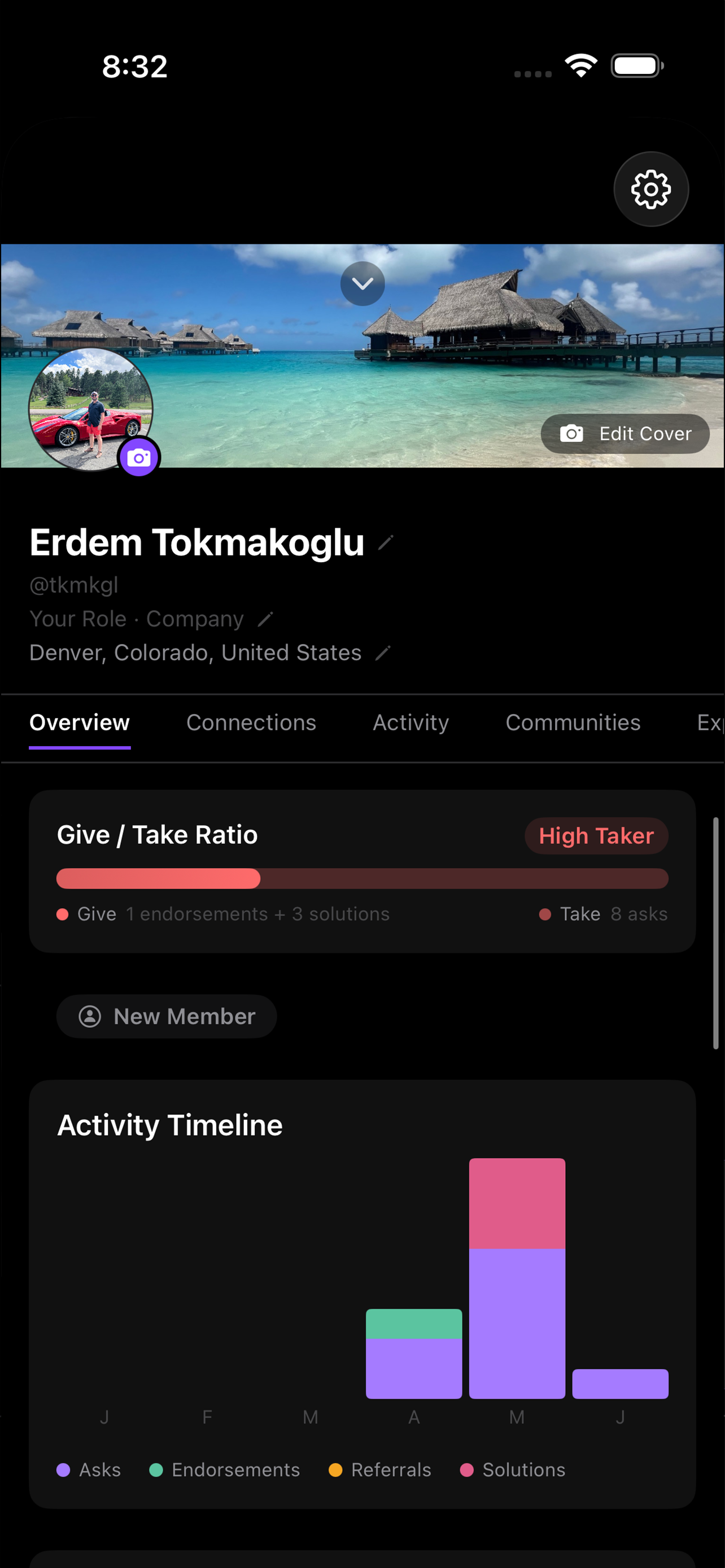 Your profile and Give/Take reputation