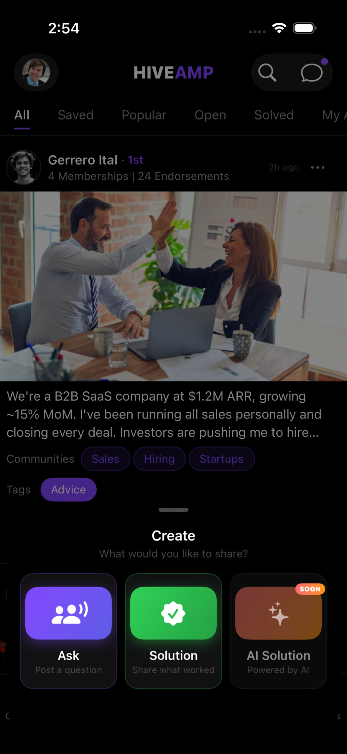 HiveAmp create ask or solution